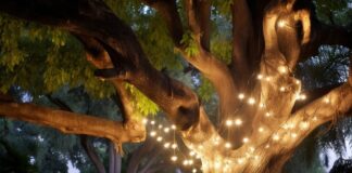 De magie van verlichte bomen