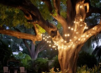 De magie van verlichte bomen